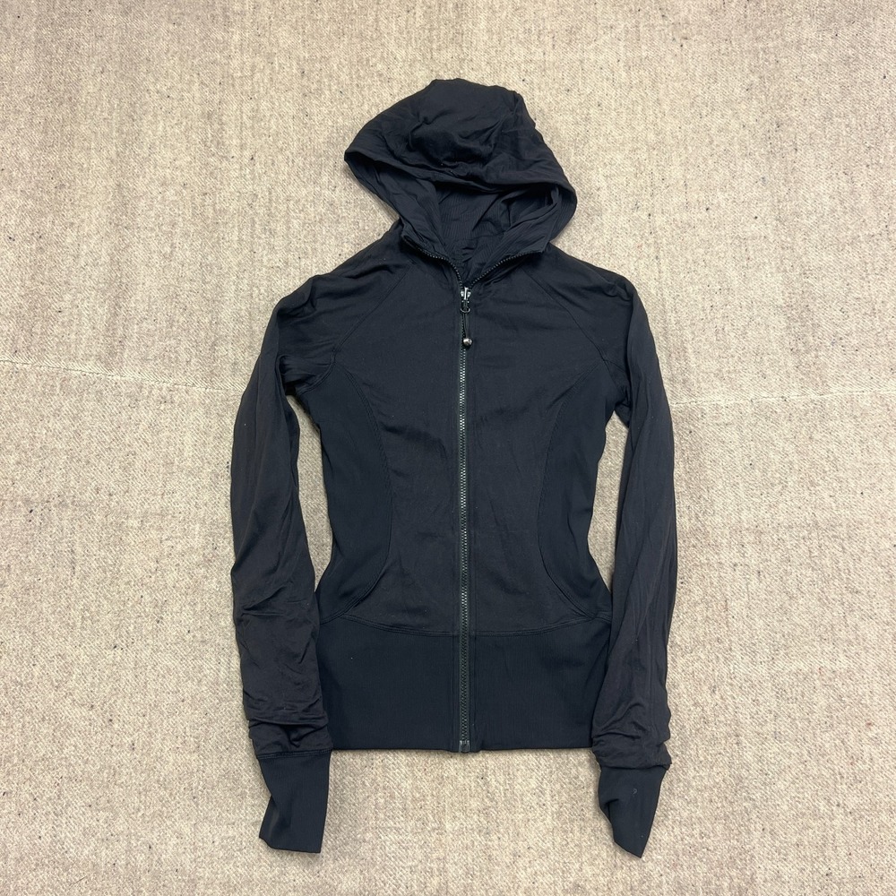 Lululemon In‎ Flux Jacket Women's 6 Black Reversible Hooded Full Zip